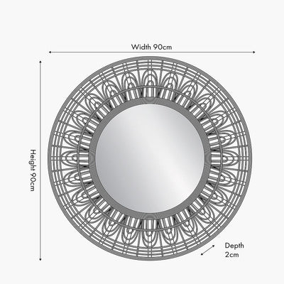 Pacific Lifestyle Mirrors Black Bamboo Frame Round Wall Mirror House of Isabella UK