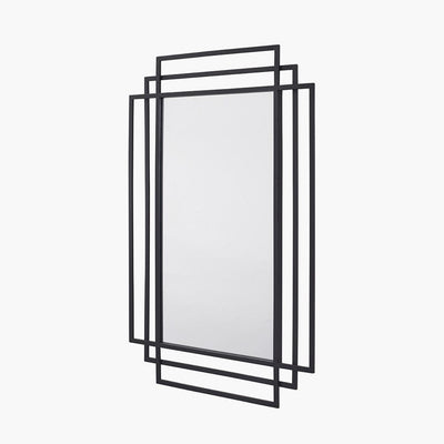 Pacific Lifestyle Mirrors Black Metal Art Deco Rectangular Wall Mirror House of Isabella UK