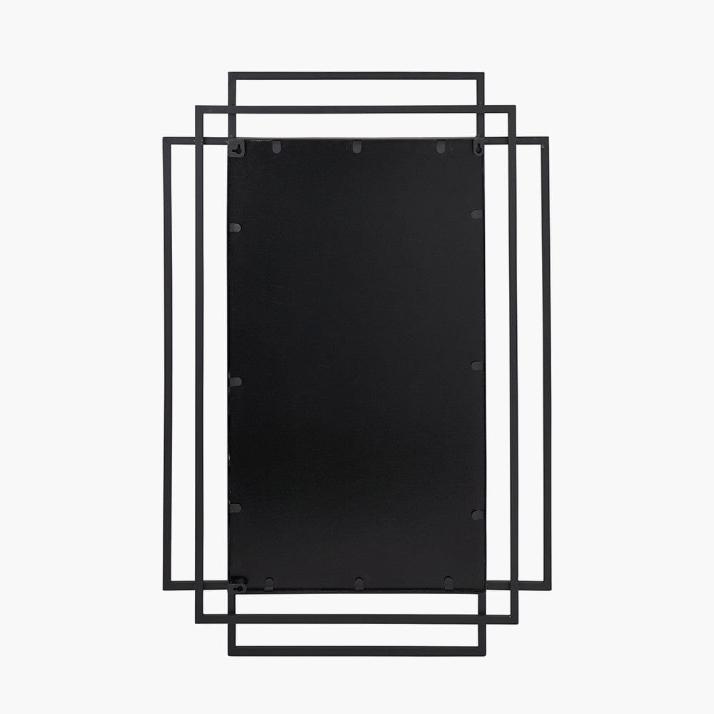 Black Metal Art Deco Rectangular Wall Mirror.