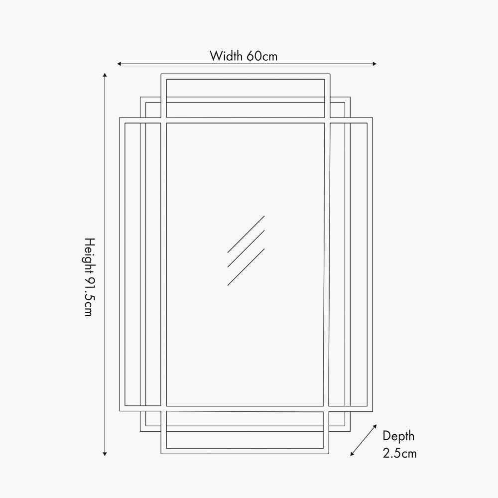 Pacific Lifestyle Mirrors Black Metal Art Deco Rectangular Wall Mirror House of Isabella UK