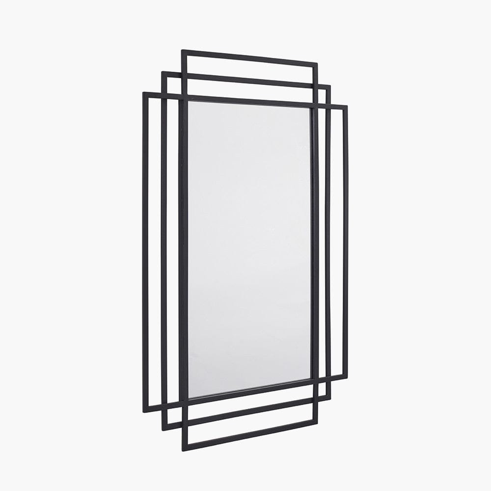 Black Metal Art Deco Rectangular Wall Mirror.