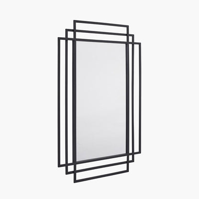 Pacific Lifestyle Mirrors Black Metal Art Deco Rectangular Wall Mirror House of Isabella UK