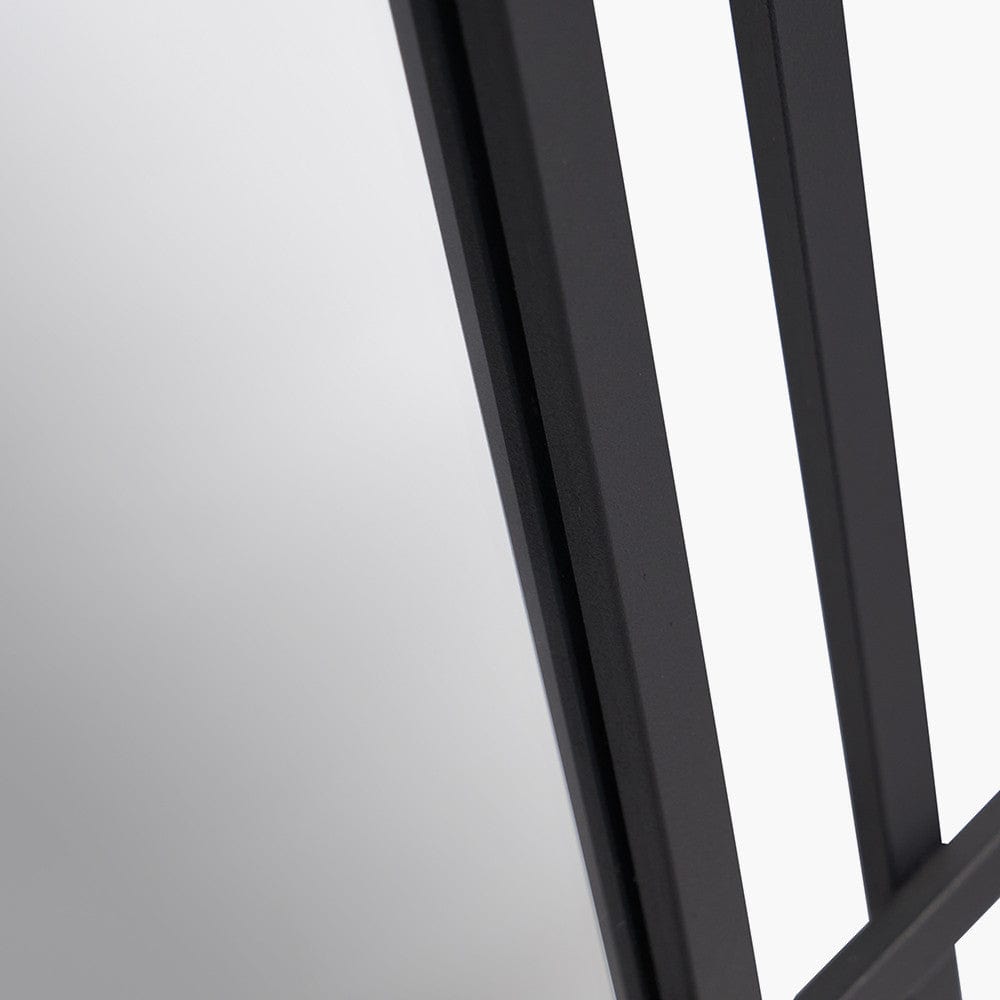 Black Metal Art Deco Rectangular Wall Mirror.