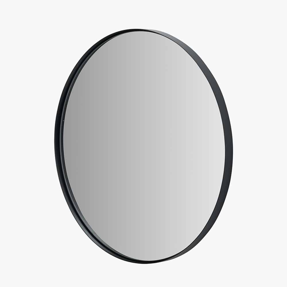 Black Metal Slim Frame Round Wall Mirror Medium.