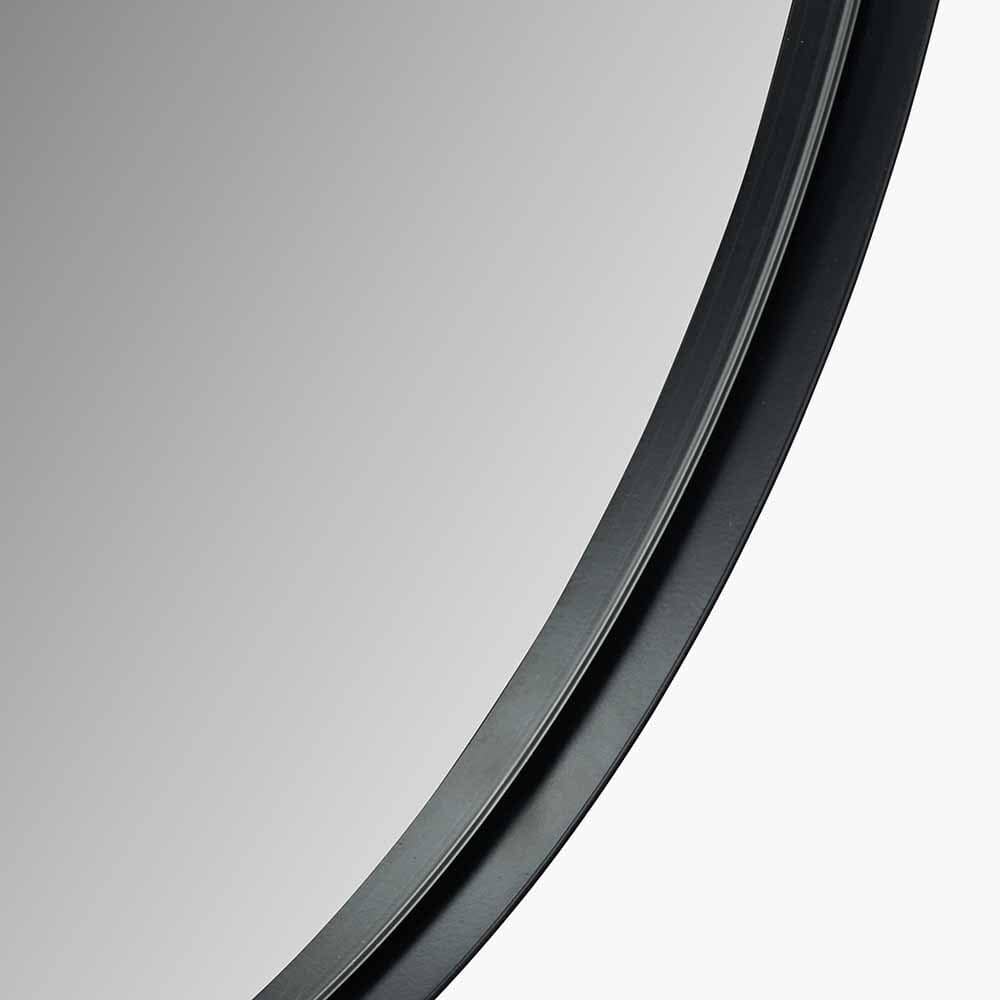Black Metal Slim Frame Round Wall Mirror Medium.