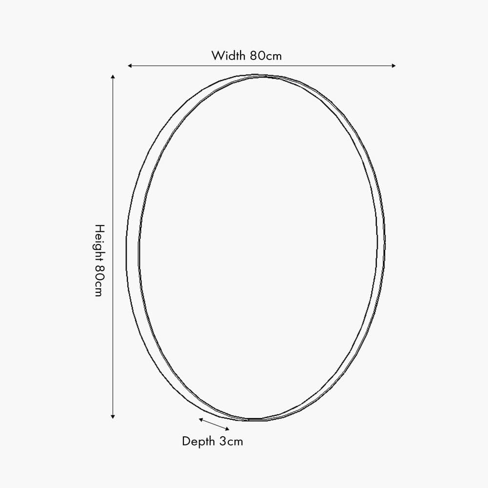 Black Metal Slim Frame Round Wall Mirror Medium.