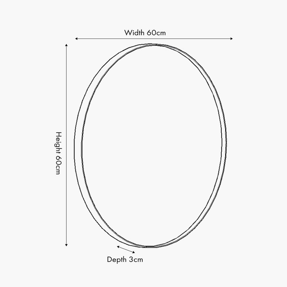 Black Metal Slim Frame Round Wall Mirror Small.