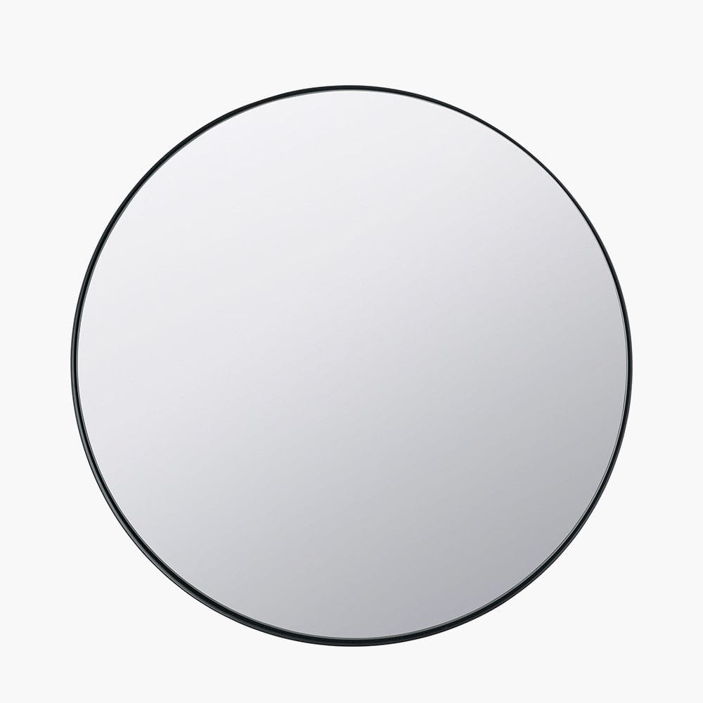 Black Metal Slim Frame Round Wall Mirror Small.
