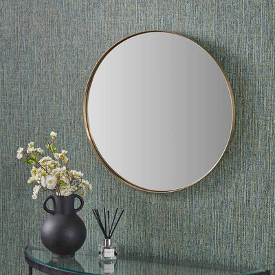 Pacific Lifestyle Mirrors Brushed Gold Metal Slim Frame Round Wall Mirror Small House of Isabella UK