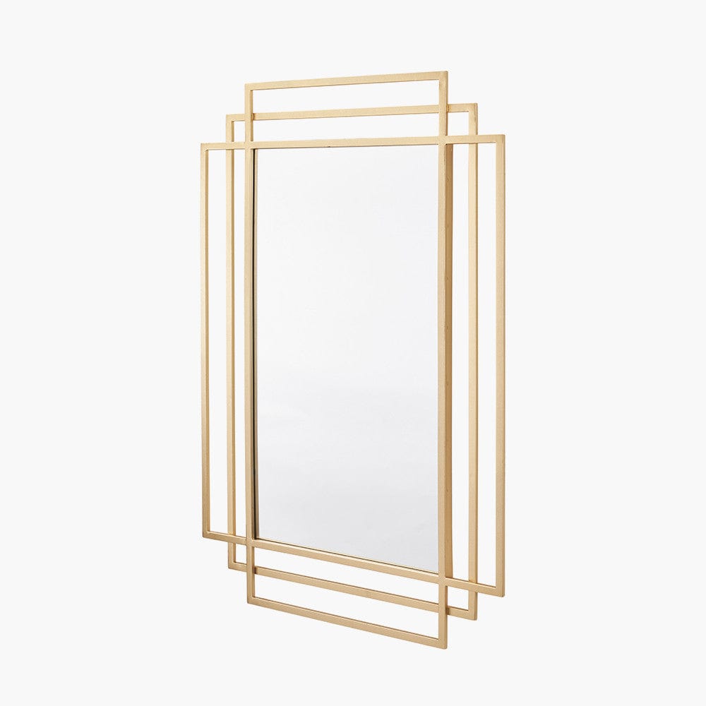 Gold Metal Art Deco Rectangular Wall Mirror.