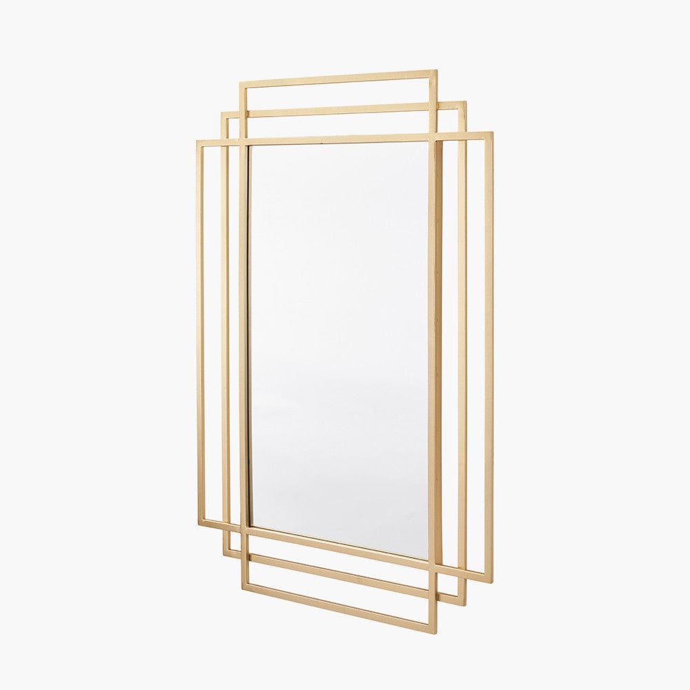 Pacific Lifestyle Mirrors Gold Metal Art Deco Rectangular Wall Mirror House of Isabella UK