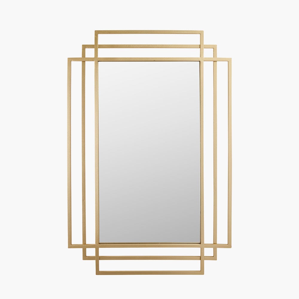Gold Metal Art Deco Rectangular Wall Mirror.