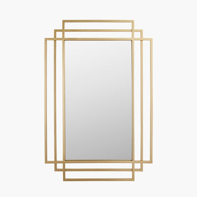 Pacific Lifestyle Mirrors Gold Metal Art Deco Rectangular Wall Mirror House of Isabella UK