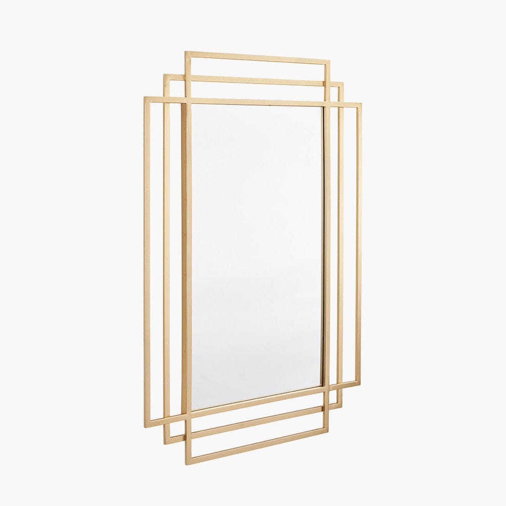 Gold Metal Art Deco Rectangular Wall Mirror.
