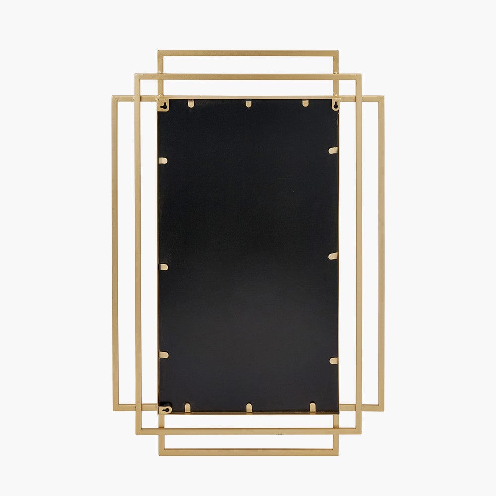 Gold Metal Art Deco Rectangular Wall Mirror.