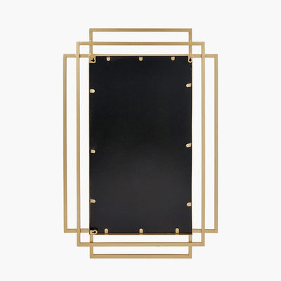 Pacific Lifestyle Mirrors Gold Metal Art Deco Rectangular Wall Mirror House of Isabella UK