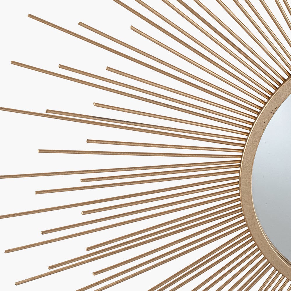 Gold Metal Starburst Design Round Wall Mirror.