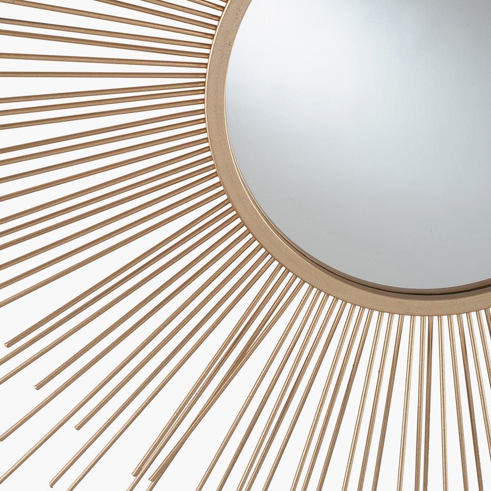 Gold Metal Starburst Design Round Wall Mirror.