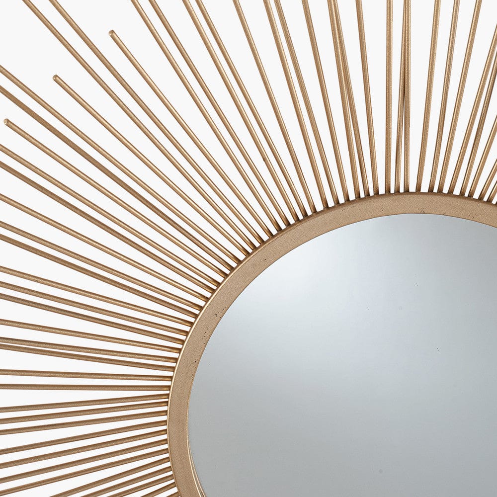 Gold Metal Starburst Design Round Wall Mirror.