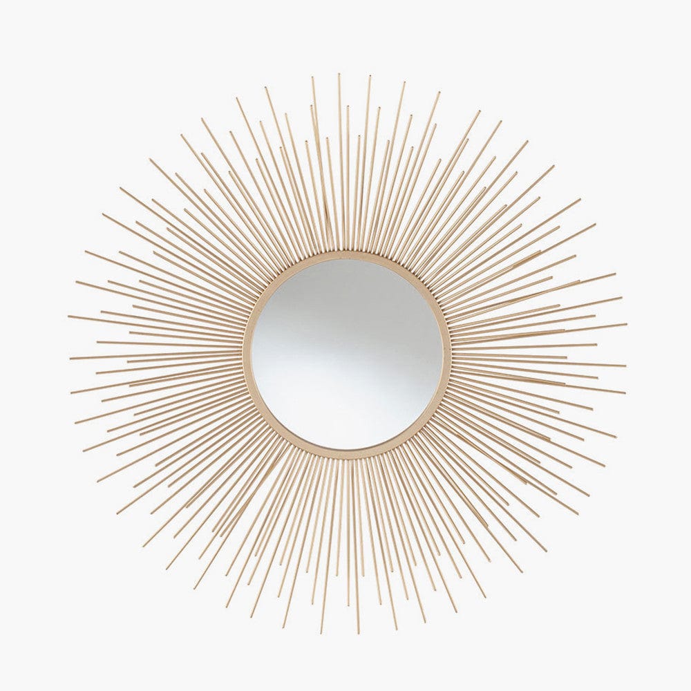 Gold Metal Starburst Design Round Wall Mirror.