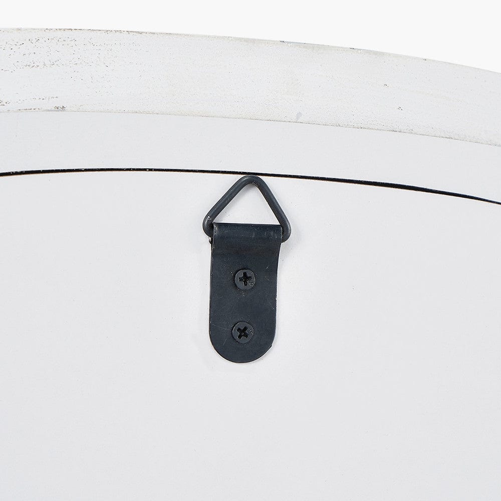 Grey Oak Wood Veneer Curved Edge Rectangular Wall Mirror.