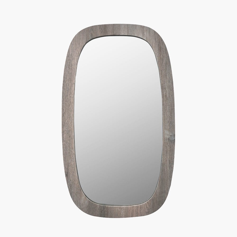 Pacific Lifestyle Mirrors Grey Oak Wood Veneer Curved Edge Rectangular Wall Mirror House of Isabella UK