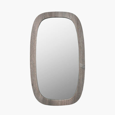 Pacific Lifestyle Mirrors Grey Oak Wood Veneer Curved Edge Rectangular Wall Mirror House of Isabella UK