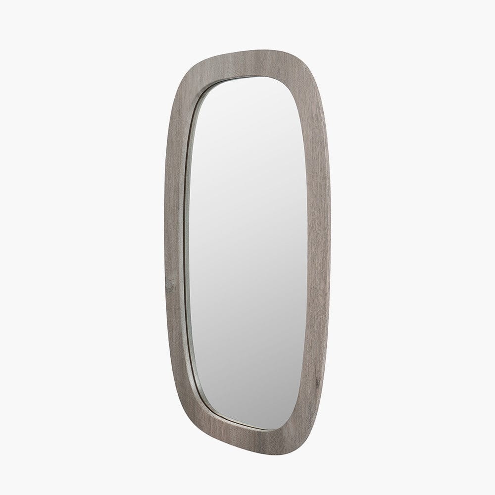 Pacific Lifestyle Mirrors Grey Oak Wood Veneer Curved Edge Rectangular Wall Mirror House of Isabella UK