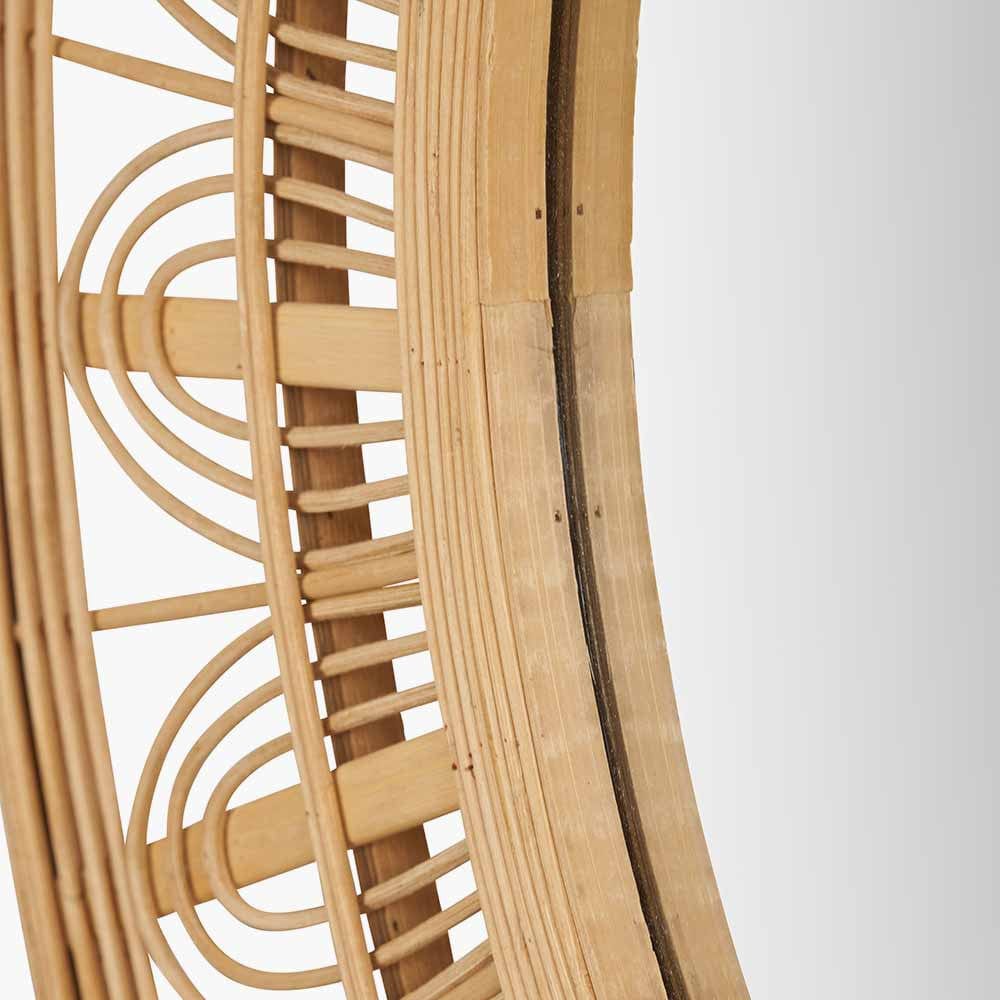Natural Bamboo Frame Round Wall Mirror.