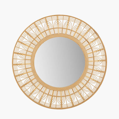 Pacific Lifestyle Mirrors Natural Bamboo Frame Round Wall Mirror House of Isabella UK