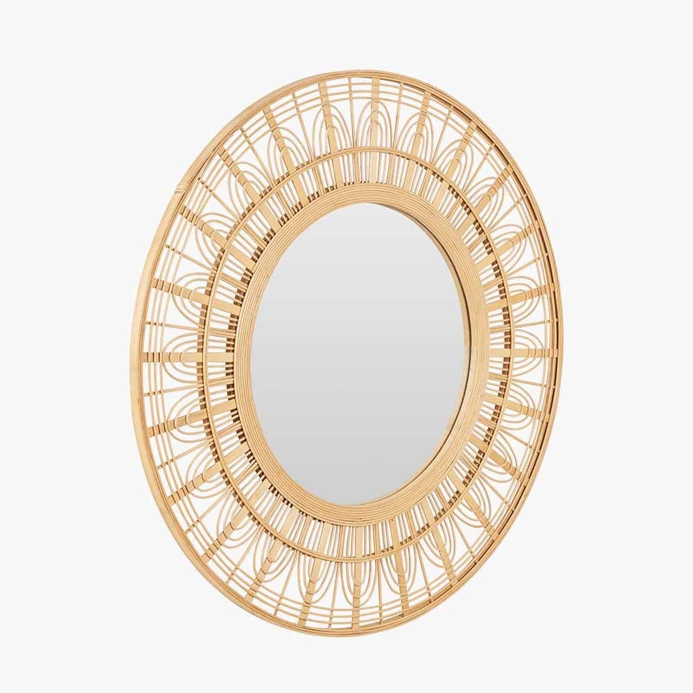 Pacific Lifestyle Mirrors Natural Bamboo Frame Round Wall Mirror House of Isabella UK