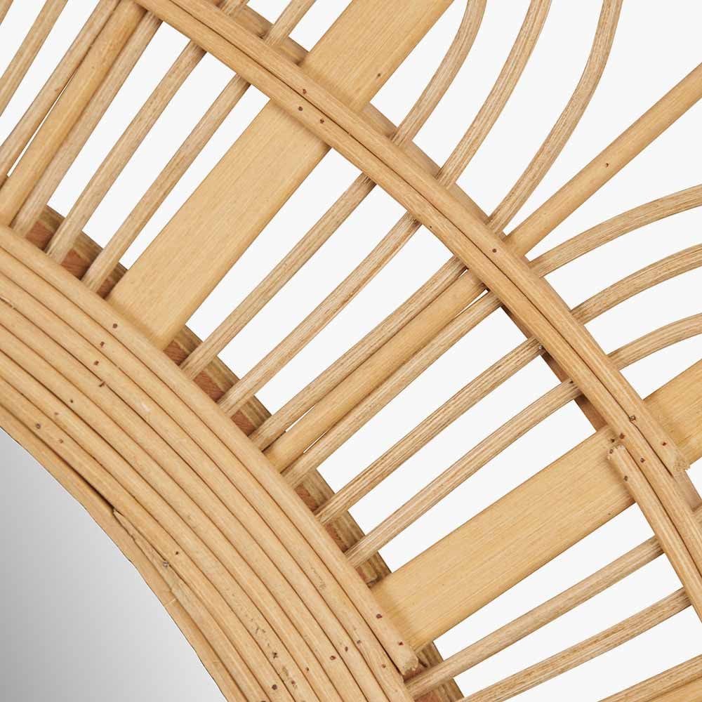 Natural Bamboo Frame Round Wall Mirror.