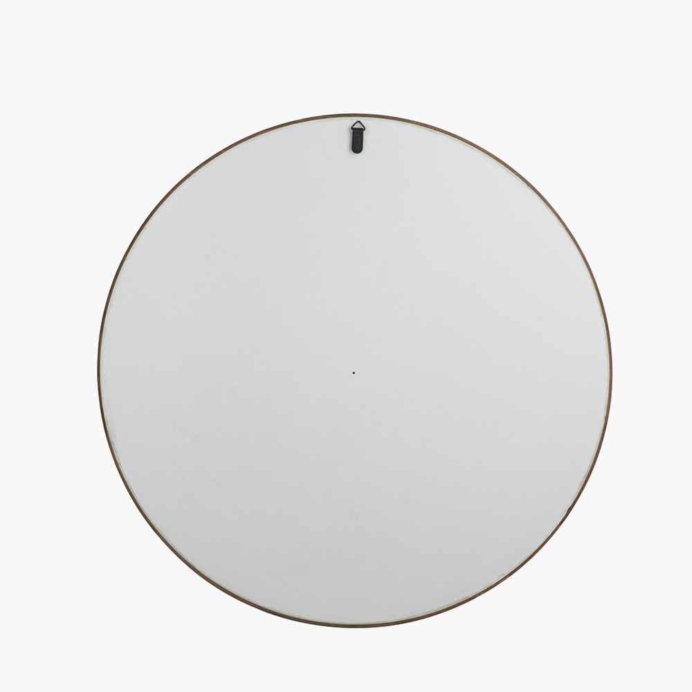 Natural Wood Veneer Slim Frame Round Mirror Large.