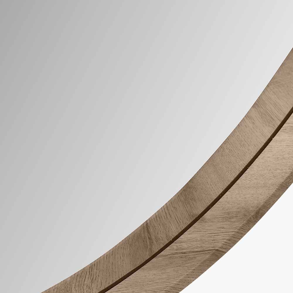 Natural Wood Veneer Slim Frame Round Mirror Large.