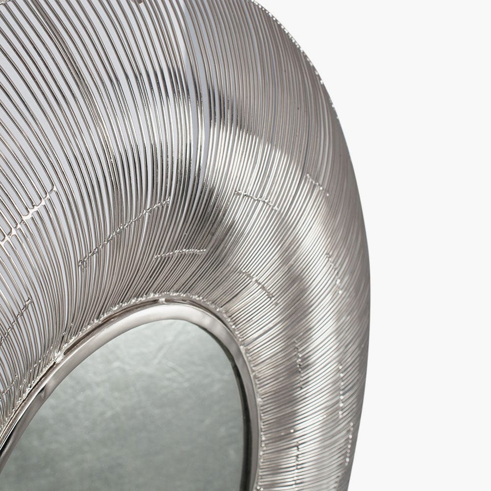 Silver Metal Wire Round Wall Mirror.