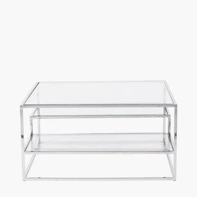 Pacific Lifestyle Outdoors Aleandra Clear Glass and Silver Metal Coffee Table House of Isabella UK