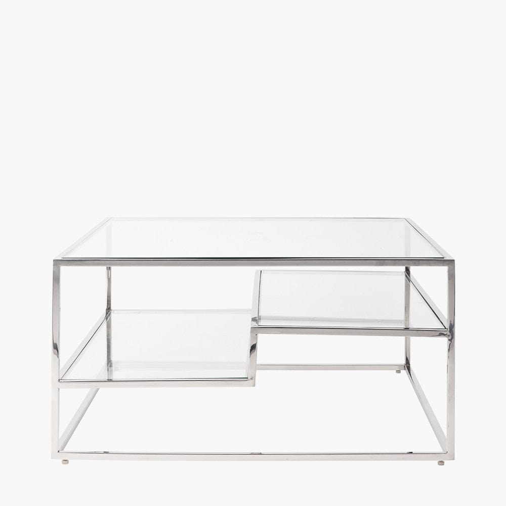 Pacific Lifestyle Outdoors Aleandra Clear Glass and Silver Metal Coffee Table House of Isabella UK