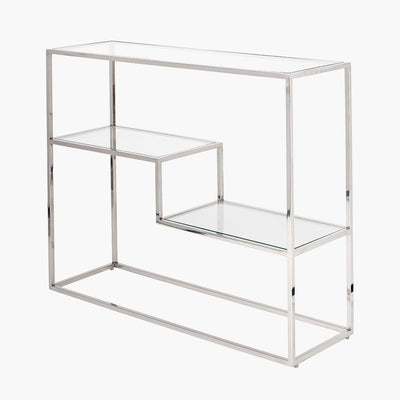 Pacific Lifestyle Outdoors Aleandra Clear Glass and Silver Metal Console Table House of Isabella UK