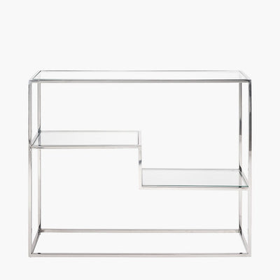 Pacific Lifestyle Outdoors Aleandra Clear Glass and Silver Metal Console Table House of Isabella UK