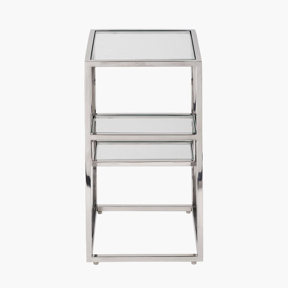 Pacific Lifestyle Outdoors Aleandra Clear Glass and Silver Metal Side Table House of Isabella UK