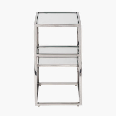 Pacific Lifestyle Outdoors Aleandra Clear Glass and Silver Metal Side Table House of Isabella UK