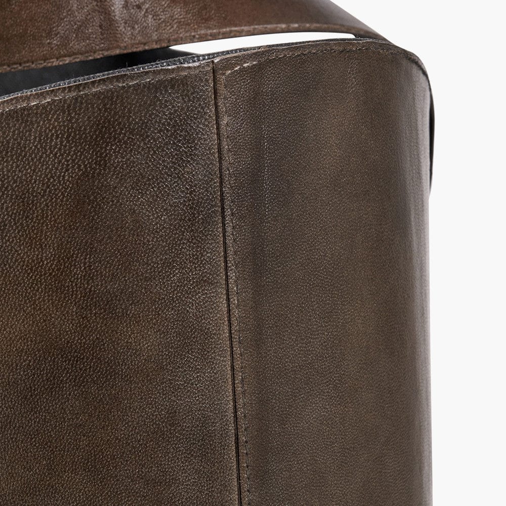 Alessio S/2 Peppercorn Leather Handled Storage.