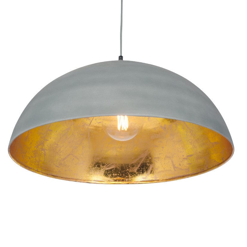 Anders Matt Grey and Gold Leaf Metal Dome Pendant.