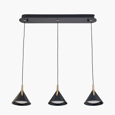 Pacific Lifestyle Outdoors Astarion Matt Black and Gold 3 Drop LED Pendant House of Isabella UK