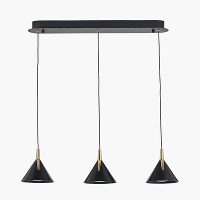 Pacific Lifestyle Outdoors Astarion Matt Black and Gold 3 Drop LED Pendant House of Isabella UK