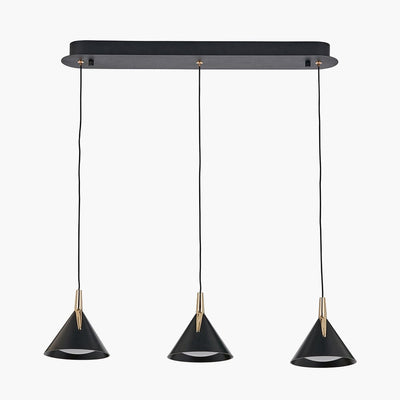 Pacific Lifestyle Outdoors Astarion Matt Black and Gold 3 Drop LED Pendant House of Isabella UK