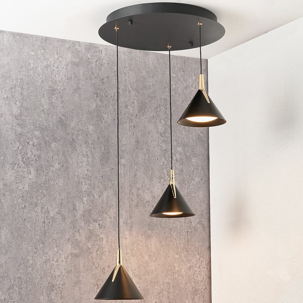 Pacific Lifestyle Outdoors Astarion Matt Black and Gold Multi Drop LED Pendant House of Isabella UK