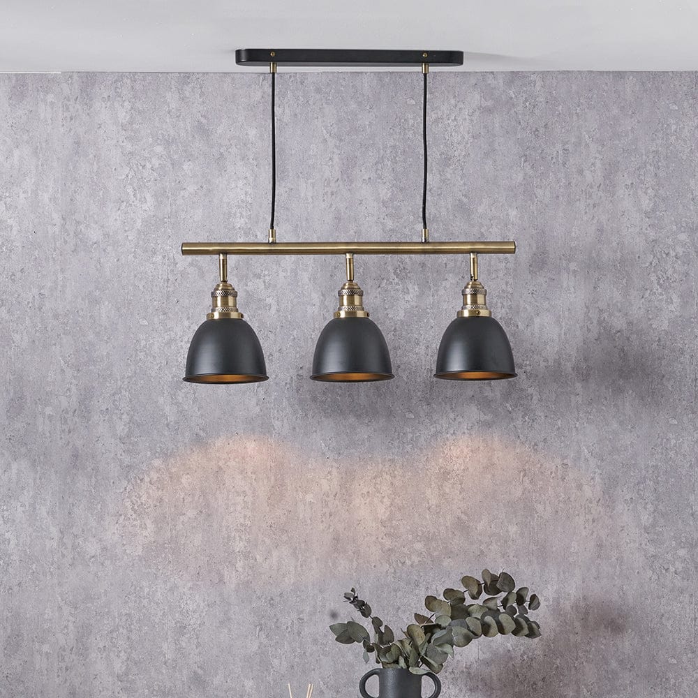 Augusto Black and Gold Task Bar Pendant.