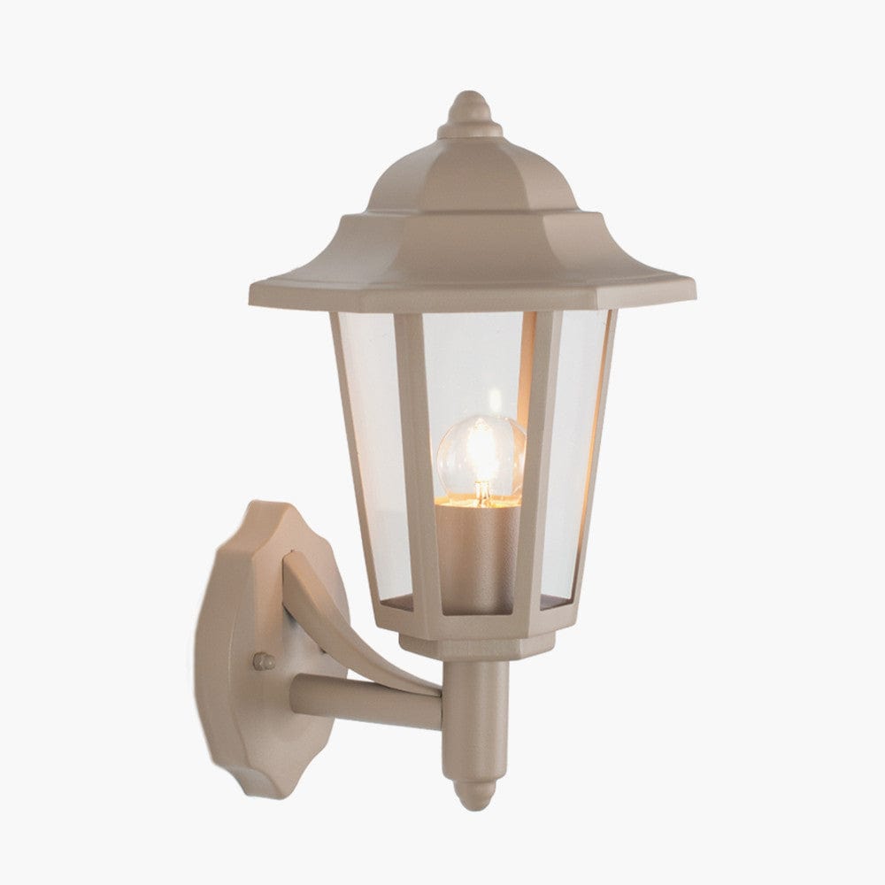 Azalea Taupe Metal Hex Lantern Wall Uplighter.