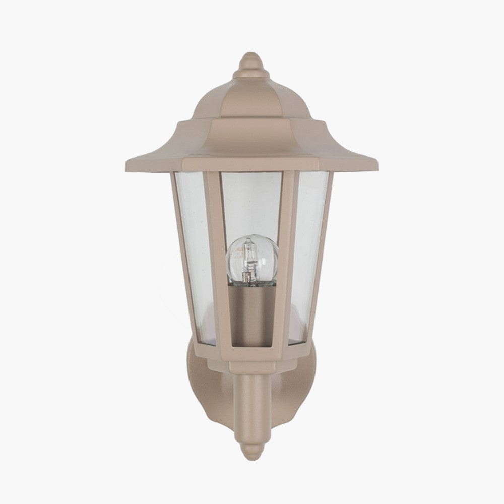 Azalea Taupe Metal Hex Lantern Wall Uplighter.
